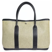 HERMES Garden Party PM Tote Bag Coated Toile H Canvas Black ＃19403