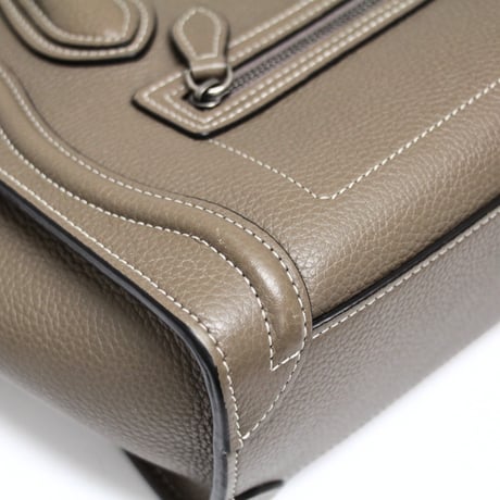 CELINE Nano Luggage Handbag Leather Beige #75182