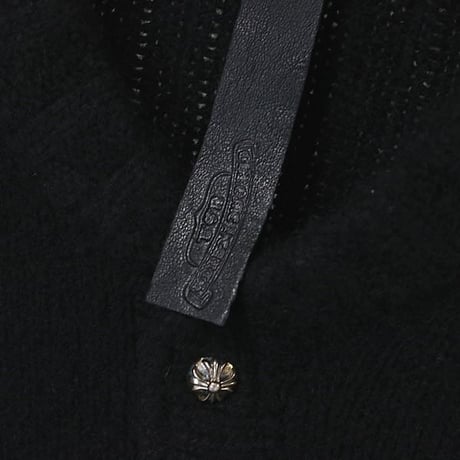 Chrome Hearts CH Logo Leather Patch Cross-Button Cashmere Cardigan #103077