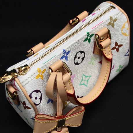 Louis Vuitton x Murakami Nano Speedy Handbag Monogram Multicolor White M13391 #75095