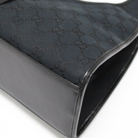 GUCCI Medium Jackie Bardot Hobo Bag GG Canvas Leather Black #74585