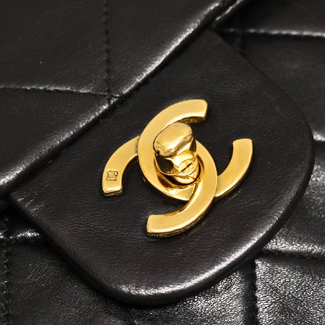 CHANEL Classic 25 Medium Double Flap Bag Quilted Lambskin Black #75011