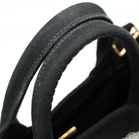 PRADA Mini Canapa Handbag Canvas Black 1BG439 #75040