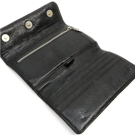 Chrome Hearts WAVE QUILTED 3 SNAP WALLET  Black #30028