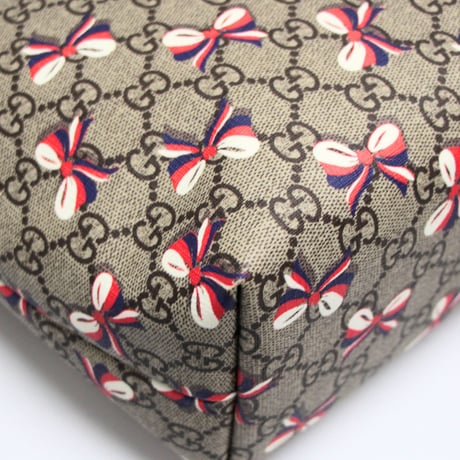 GUCCI Children's Tote Bag GG Ribbon Printed Canvas Beige #75218