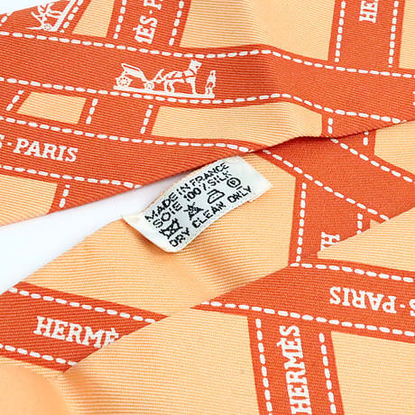 HERMES Twilly Scarf Silk Bolduc  Orange #19187