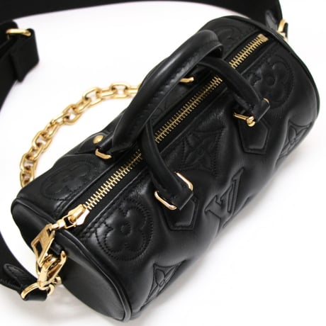 Louis Vuitton Papillon BB Handbag Bubblegram Calf Leather Black M59800 #74093