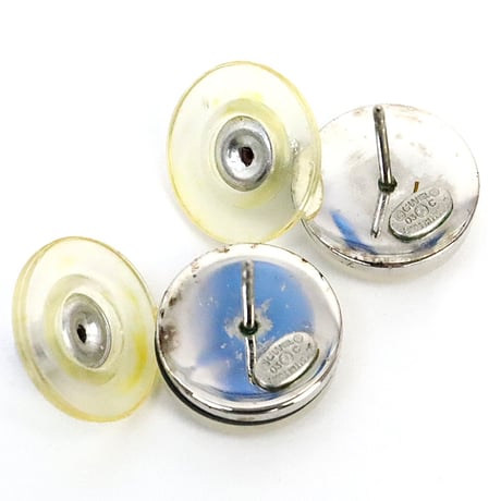 CHANEL CC Logo Button Pierced Earrings Silver-toned 03C #18151
