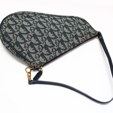Christian Dior Mini Saddle Pouch Oblique Canvas Navy #75316