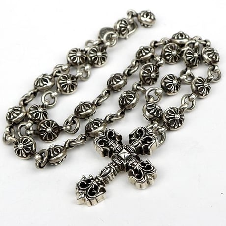 Chrome Hearts XS Filigree Cross with Cross Ball Necklace 20 In #103603