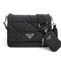 PRADA Re-Nylon Shoulder bag Padded Nylon Black 1BD290 #19162