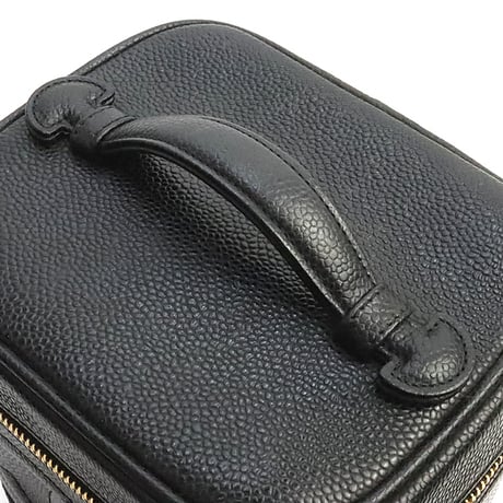 CHANEL CC Logo Vanity Bag Caviar Black #19155