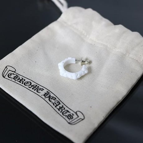Chrome Hearts Silicone Rubber Cross Band Hoop Earring White #101317