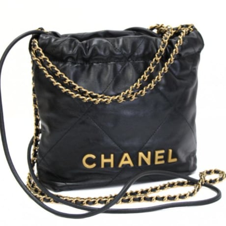 CHANEL 22 Mini Handbag Quilted Calfskin Black #73938