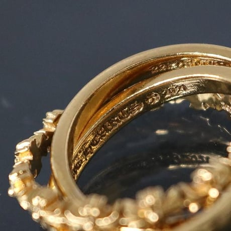 Chrome Hearts 22K Tiny E CH Plus Triple Band Trinity Ring #103199