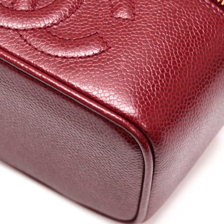 CHANEL CC Logo Mini Vanity Bag Caviar Red #75286