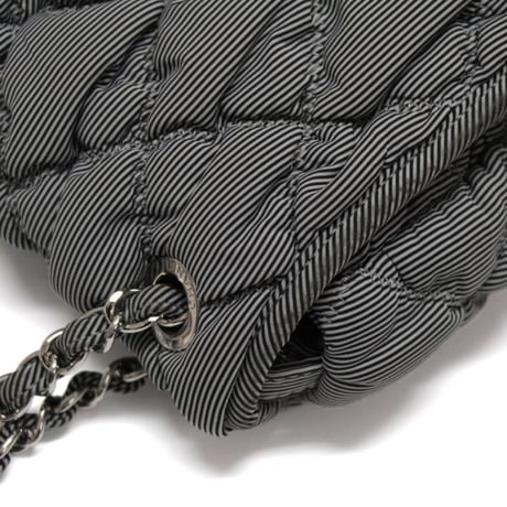 CHANEL Bubble Flap Shoulder Bag Quilted Nylon Gray＃75035