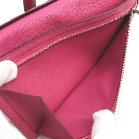 HERMES Bearn Soufflet Wallet Chevre Leather Fuchsia Pink #18991