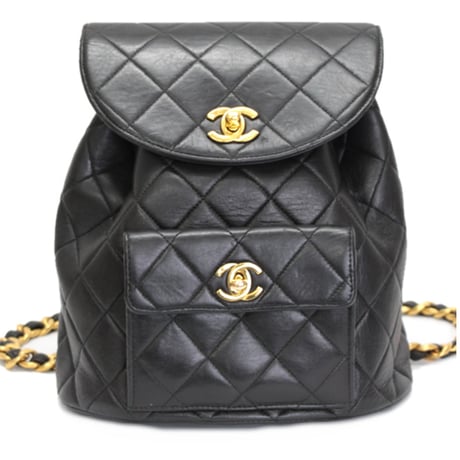 CHANEL Duma Backpack Quilted Lambskin Black ＃71594