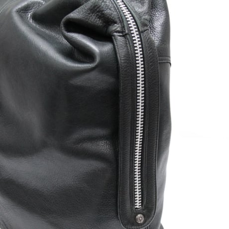 Chrome Hearts Black Heavy Leather Lelo Bag with Cross Patch #31094