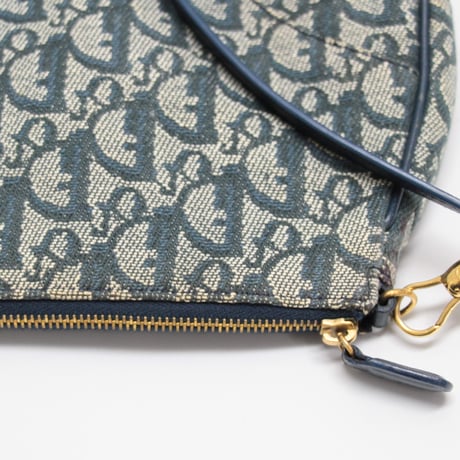 Christian Dior Mini Saddle Pouch Oblique Canvas Navy #75316