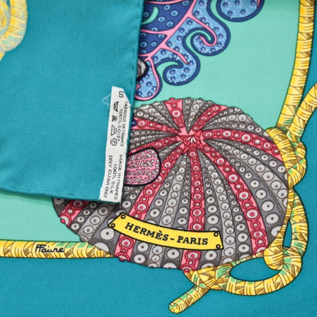 HERMES Carre 90 Silk 100% Scarf Stole ”Grands Fonds” #74083