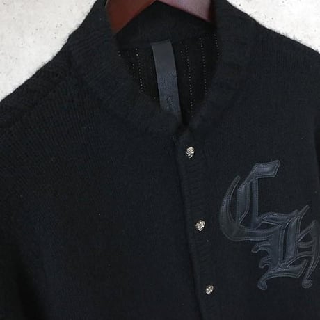 Chrome Hearts CH Logo Leather Patch Cross-Button Cashmere Cardigan #103077