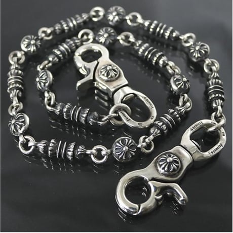 Chrome Hearts 2-Clip Barrel Crossball Wallet Chain Long  #103134