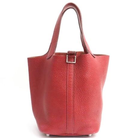 HERMES Picotin Lock PM Handbag Taurillon Clemence Leather Rouge Casaque ＃19076