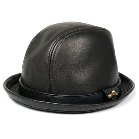 Chrome Hearts Gunslinger BS Flare Leather Fedora Hat #103283