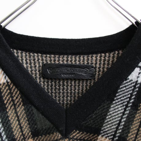 Chrome Hearts BIG CITY Check Pattern V-Neck Knit Jumper #30612