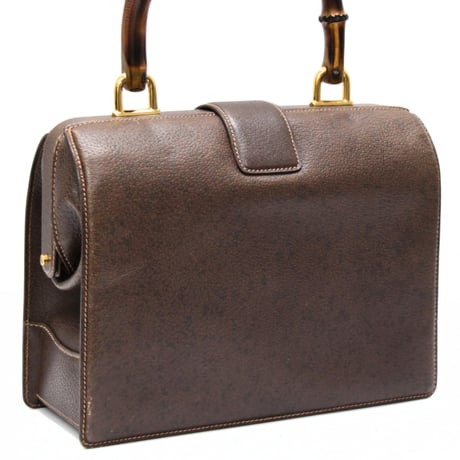 GUCCI Bamboo Handle Doctor Bag Leather Dark Brown #74863