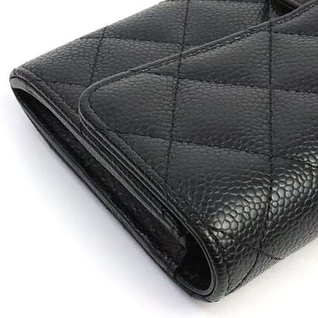 CHANEL Classic Flap Wallet Quilted Caviar Black #19351