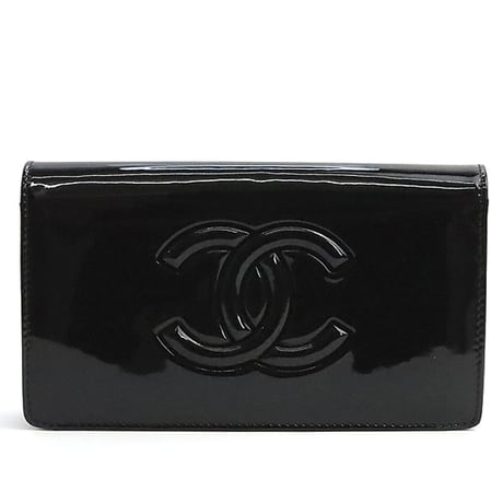 CHANEL Camellia Makeup Palette Flap Wallet Patent Leather Black #19156