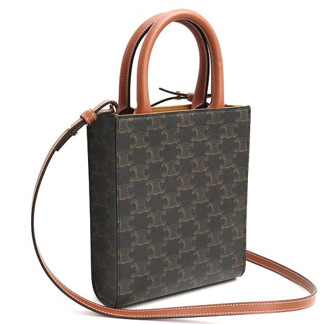 CELINE Mini Vertical Cabas Tote Bag Triomphe Canvas Brown #18712
