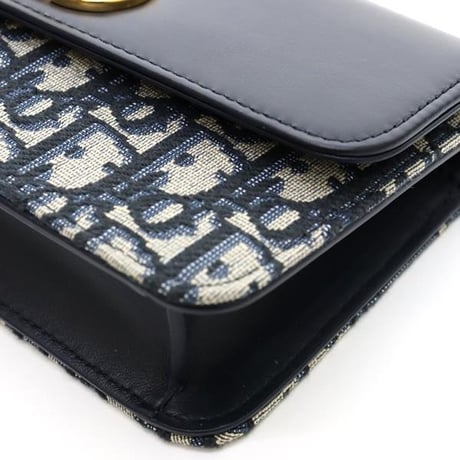 Christian Dior Miss Caro CD Montaigne Wallet on Chain Bag Oblique Jacquard Navy #74553
