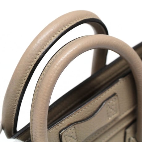 CELINE Nano Luggage Tote Bag Leather Greige #75606
