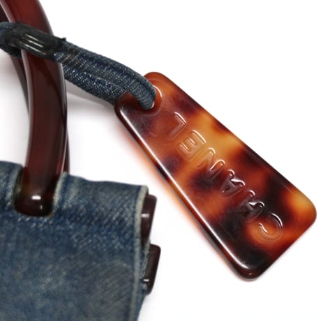 CHANEL Tortoishell Top Handle Bag Denim #74963