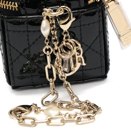 Christian Dior Micro Lady Dior Cube Pouch Cannage Patent Black #73121