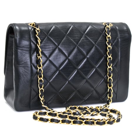 CHANEL Diana 25 Medium Flap Bag Quilted Lambskin Black ＃73993