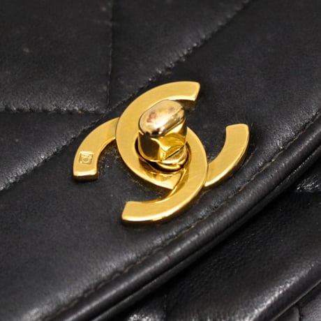 CHANEL Diana 25 Medium Flap Bag Quilted Lambskin Black ＃74785