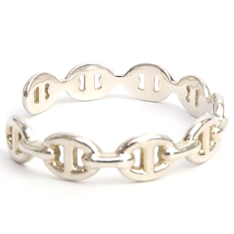HERMES Chaine d'Ancre Enchainee SH Bangle Bracelet Sterling Silver 925 #19236