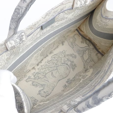 Christian Dior Medium Book Tote Bag Toile de Jouy Embroidery Canvas Grey #19368