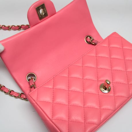 CHANEL Mini Rectangular Flap Bag Quilted Lambskin Pink #71851