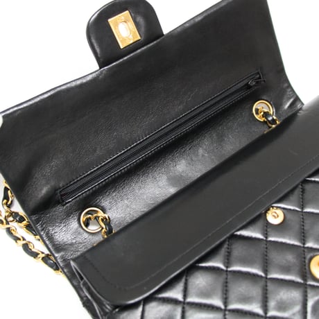 CHANEL Classic 25 Medium Double Flap Bag Quilted Lambskin Black #75113