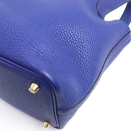 HERMES Picotin Lock PM Handbag Taurillon Clemence Leather Blue Electric #19088