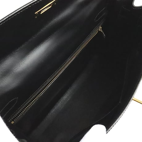 HERMES Sellier Kelly 32 Handbag Boxcalf Leather Black ＃19302