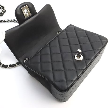 CHANEL Mini Square Flap Bag Quilted Lambskin Black #19154