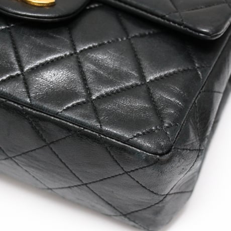 CHANEL Mini Square Flap Bag Quilted Lambskin Black #75024