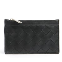 BOTTEGA VENETA Coin & Card Holder Intrecciato Leather Black # 19332